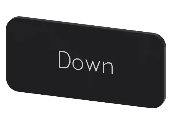 Zlevněný SIEMENS Štítek popisný 12,5 x 27 mm, štítek černý, popisek DOWN