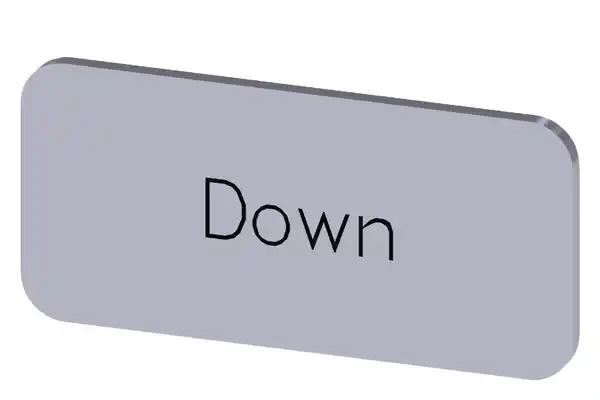 Značkový SIEMENS Štítek popisný 12,5 x 27 mm, štítek stříbrný, popisek DOWN