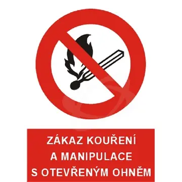 Štítek "Zákaz kouření a manipulace s otevřeným ohněm" (A4) fólie Omezená Nabídka
