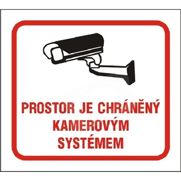 Ověřený Štítek "Objekt je střežen kamerovým systémem !" (10x9 zrcadlově) fólie