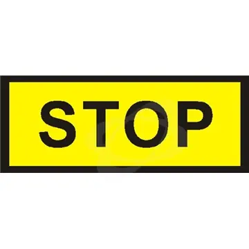 Nakupujte Hned Štítek "STOP, žlutočerný" (3.7x1.3) fólie