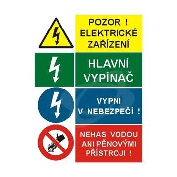 Doprava Zdarma Štítek "Pozor!Elektrické zařízení/Hlavní vypínač..." (A6) fólie